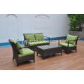 kerangka aluminium rattan anyaman sofa ijo